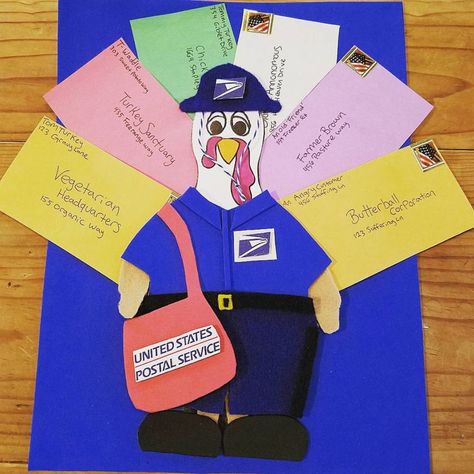 Turkey in disguise... Mail Man! Turkey In Disguise, Disguise A Turkey, Mail Man, Turkey Disguise Project, Turkey Project, Turkey Disguise, Tom Turkey, Thanksgiving Crafts For Kids, Family Project