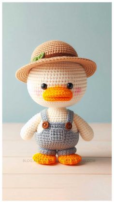 Crochet Donald Duck Pattern Free, Crochet Duck Pattern Free, Duck Crochet, Duck Pattern, Crochet Doll Tutorial, Crochet Chicken, Crochet Cat Pattern, Crochet Animals Free Patterns, Cute Duck