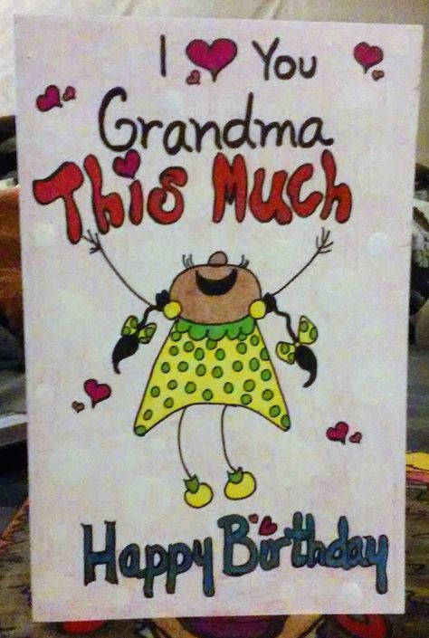 Birthday Card hand drawn for my Grandmother Ideas For Grandmas Birthday, Drawing Ideas For Grandma, Grandmother Birthday Cards, Birthday Card Hand Drawn, Birthday Drawing Ideas, Grandmas Birthday, Birthday Drawing, Happy Birthday Grandma, Grandma Birthday Card