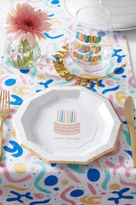 Birthday Paper Plates HAPPY CAKE DAY Minimal Whimsical Disposable Party Tableware 1st 18 21 30 50 Bday Sweet 16 Dessert Sweet Cake Plate 🍴 Happy Cake Day Plates 🍴 9inch paper plates 🍴 Decagon shape, Colorful polka dots, and gold edge rim 🍴 “Happy Cake Day” text with birthday cake design 🍴 Available in sets of 8, 16, or 24 plates Cute Cake Illustration, Happy Cake Day, Formal Table Setting, Birthday Paper Plates, Birthday Cake Design, Happy Cake, Cake Illustration, Happiest Birthday, Animal Fabric