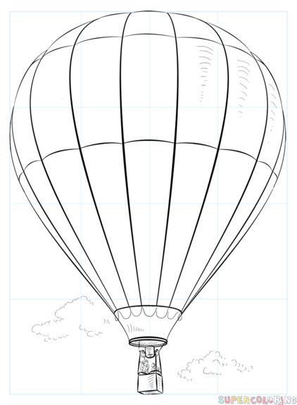 How to draw a Hot Air Balloon | Step by step Drawing tutorials Draw A Hot Air Balloon, Hot Air Balloon Drawing, Balloon Drawing, Ephemera Printables, Shapes Drawing, Hot Air Balloons Art, Monster Truck Coloring Pages, Balloon Illustration, Balloon Painting