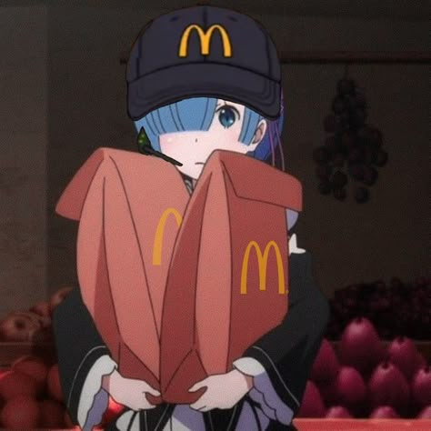 McDonald's, rem, icon, discord Re:zero Rem Icon, Re:zero Subaru, Rem Re Zero, Ram And Rem, Anime Hug, Character Design Girl, Re Zero, Anime One, Cute Profile Pictures