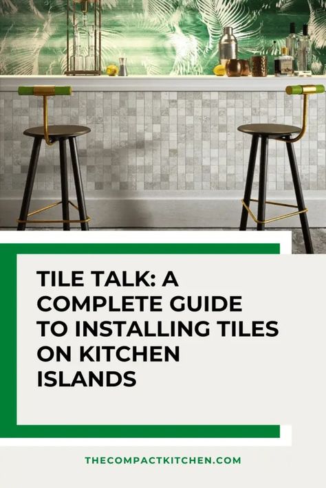 Tile Talk: A Complete Guide to Installing Tiles on Kitchen Islands - The Compact Kitchen Tile Under Kitchen Island, Dark Walnut Kitchen Cabinets, Kitchen Island Base, Walnut Kitchen Cabinets, Composite Kitchen Sinks, Walnut Kitchen, Wood Kitchen Cabinets, Compact Kitchen, Clean Tile