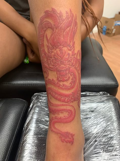 Red Dragon Ankle Tattoo, Chinese Hand Tattoo, Red Ink Arm Tattoos, Dragon Foot Tattoo For Women, Small Dragon Tattoo Designs, Dragon Foot Tattoo, Red Chinese Tattoo, Dragon Ankle Tattoo, Korean Dragon Tattoo