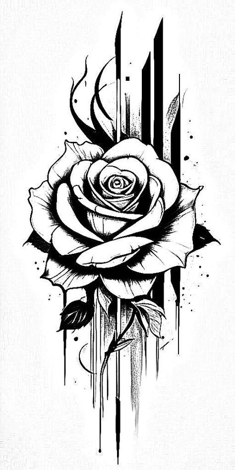 Hip Tattoo Stencil, Vector Tattoos, Blackwork Rose Tattoo, Black And White Rose Tattoo, Floral Hip Tattoo, Rose Tattoo Stencil, Sketchy Tattoo, Cute Thigh Tattoos, White Rose Tattoos