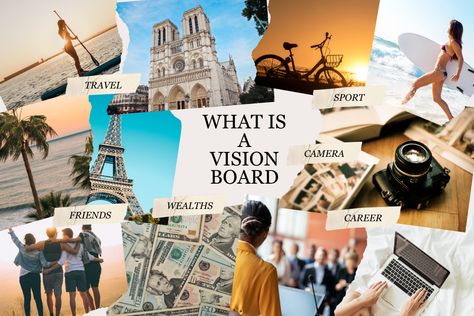 What is a Vision Board & How To Create Yours! Vision Board Landscape, Vision Board Clip Art, Vision Board Ideas Aesthetic, Clip Art Book, Free Vision Board, Business Vision Board, Vision Board Printables, Vision Board Kit, Vision Board Template