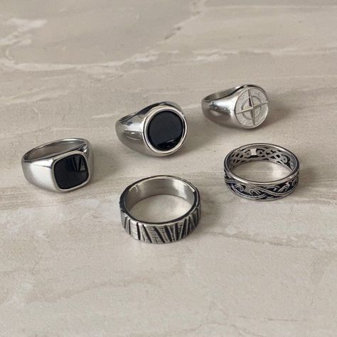 Men's Silver Rings - Black Onyx Signet Ring - Twisted Vintage Pattern Band

Find the perfect men's silver ring with a black onyx signet and twisted vintage pattern band. Perfect for everyday wear or a special occasion. #mensrings #silverrings #onyxring #twistedring https://whispers-in-the-wind.com/discover-the-latest-mens-accessory-trends-for-2024/?genuine-leather-weaved-double-layer-mens-bracelets Men’s Rings, Silver Rings Men, Cool Rings For Men, Onyx Signet Ring, Rings Men, Mens Jewellery, Mens Silver Jewelry, Rings Black, Mens Rings Fashion