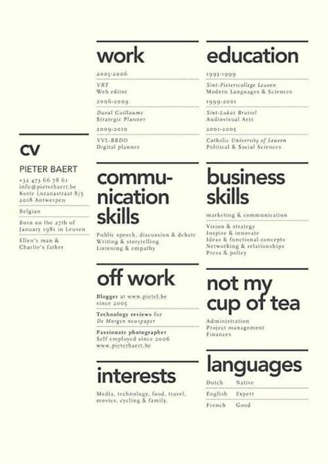 Cv Original Design, Beautiful Resume Design, Cv Original, It Cv, Cv Inspiration, Graphic Design Cv, Mises En Page Design Graphique, Resume Layout, Infographic Resume