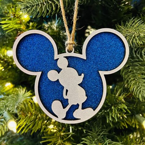 Wooden Disney Ornaments: A Whimsical Way To Celebrate Disney Wood Ornaments, Disney Cruise Ornaments, Diy Disney Ornaments, Disney Christmas Decorations Diy, Mickey Ornaments, Disney Ornaments Diy, Disney Christmas Crafts, Xtool Projects, Pink Christmas Tree Decorations