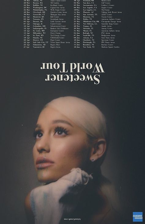 Ariana Grande announces 2019 tour, MSG & Barclays included Ariana Grande Sweetener Tour, Ariana Grande Poster, Sweetener World Tour, Sweetener Tour, Iconic Celebrities, Ariana Grande Images, Ariana Grande Songs, Ariana Grande Sweetener, Pete Davidson