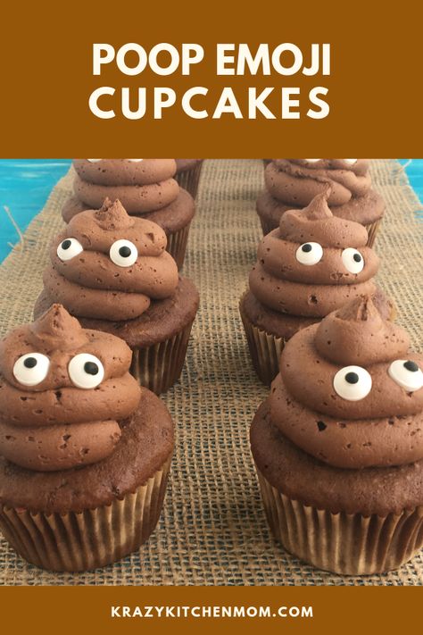 An easy do-it-yourself how-to video and recipe on how to make Poop Emoji Cupcakes. Why Poop emoji? Why not? It is a fan favorite when it comes to emojis. Poop Emoji Cupcakes, Cupcake Emoji, Poop Cake, Quick And Easy Sweet Treats, Emoji Cupcakes, Emoji Cake, Emoji Party, Poop Emoji, Chocolate Cake Mixes