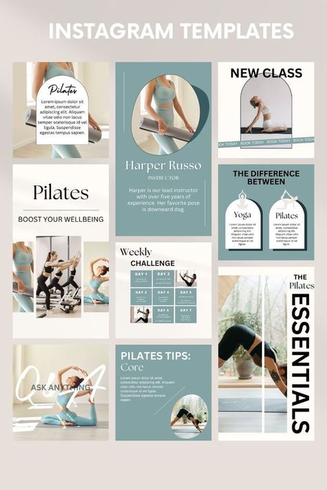 100 Pilates Templates | Pilates Studio Posts and Reels | Pilates Canva Templates | Health & Wellness #reelscover #reelscoverinstagramideas #reelscoverinstagramideasaesthetic Pilates Advertising, Pilates Business, Podcast Instagram, Coach Instagram, Instagram Graphic, Pilates Studio, Social Media Templates, Free Instagram, Instagram Food