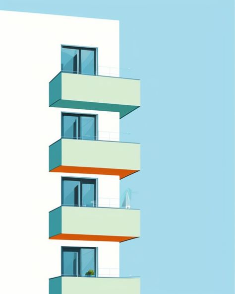 Embrace the urban charm and contemporary living with an architectural beauty and vibrant atmosphere of a modern apartment building, adorned with a series of inviting balconies that offer a perfect blend of city views and personalized outdoor spaces ---- Apartment Building Balconies, Digital Art Illustration, Contemporary Living, Urban Architecture, City Views, Modern Apartment, Digital Art Print, Urban Lifestyle, Urban Oasis, Modern Decor, City Living, Urban Retreat, Cityscape, City Apartment Apartment Building Illustration, Apartment Balcony View, Building Illustration Architecture, Balcony Illustration, Apartment Illustration, Building Balcony, Modern Apartment Building, Cityscape Illustration, Window Illustration