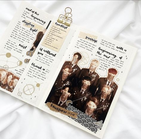 Ateez Scrapbook, Ateez Journal, Bujo Spread Ideas, Kpop Bullet Journal, Kpop Binder, Kpop Journaling, Aesthetic Notebooks, Kpop Journal Ideas, Pretty Writing