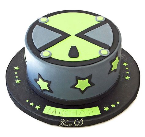 Ben 10 Cake by ~Très Chic Cupcakes by ShamsD~, via Flickr Ben Ten Birthday Party Ideas, Ben 10 Cakes For Boys, Ben Ten Cake, Ben 10 Cake, Ben 10 Birthday Party, Ben 10 Party, Alien Cake, Ben 10 Diamondhead, Ben 10 Birthday