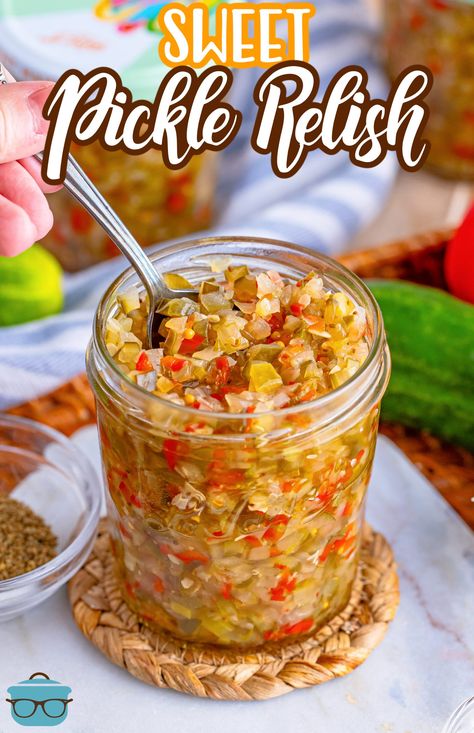 Sweet Pickle Relish is much easier to make than you might think! Slightly tangy and slightly sweet, this is one condiment you need to try from scratch! it is so versatile and you may never want store-bought again! Sweet Relish Recipe, Pickled Veggies Recipe, Sweet Pickles Homemade, Pickle Vegetables, Pickle Relish Recipe, Pickled Sweet Peppers, The Country Cook Recipes, Rhubarb Chutney, Sweet Pickle Relish