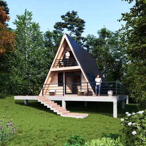 Small Cabin House Plans, Small Cabin House, Cabin House Design, House Design 3d, Woods House, Modern A Frame Cabin, Modern A Frame, A Frame Cabin Plans, A Frame House Plans