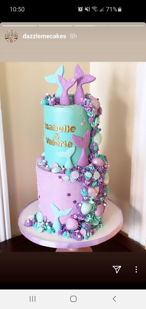 2tier Mermaid Theme Cake, Mermaid Birthday Cake 2 Tier, Mermaid Two Tier Cake, 2 Teir Birthday Cake Ideas, Two Teir Birthday Cakes, 2 Teir Birthday Cake, Latest Birthday Cake, Mermaid Birthday Cake, Twin Birthday Cakes