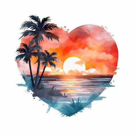 Sublimation Printing Ideas, Beach Tattoos, Anniversary Images, Beach Rainbow, Sunflower Tattoo Shoulder, Sunset Tattoos, Beach Heart, Jeep Decals, Heart Clipart