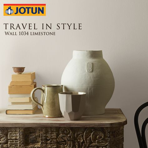 Wall 1034 Limestone Limestone Paint Color Jotun, Jotun Limestone, Limestone Color Paint, Limestone Paint Wall, Wall Colour Texture, Jotun Paint, Home Wall Colour, Rooftop Terrace Design, Limestone Wall