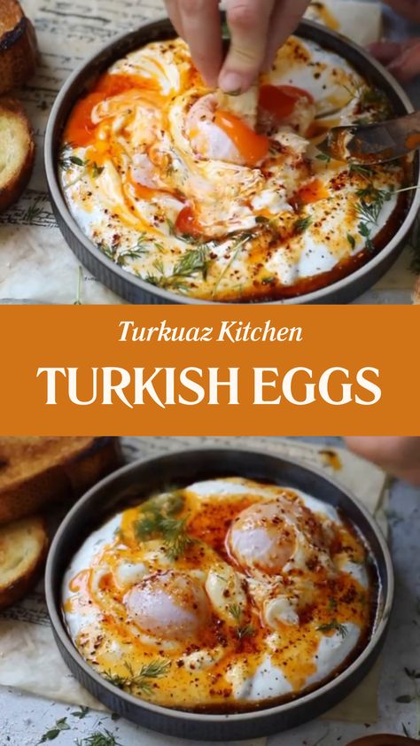 Turkuaz Kitchen Turkish Eggs Jewish Breakfast, Courtney Williams, Yogurt Sour Cream, Turkish Recipe, Turkish Eggs, Breakfast Cocktails, Cocktail Sausages, Turkish Breakfast, Eggs Recipe