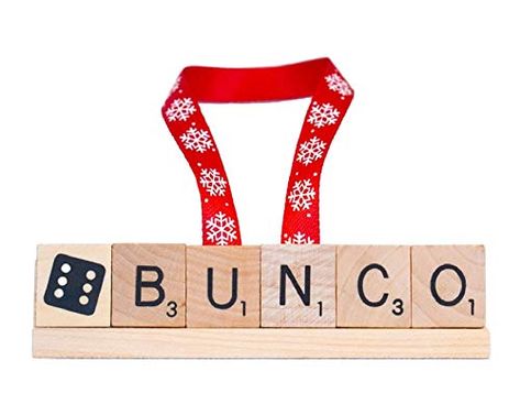 Bunco Ornament Ideas, Bunco Decor, Present Door, Bunco Gifts, Present Toppers, Scrabble Ornaments, Bunco Game, Photo Frame Ornaments, Tree Inspiration