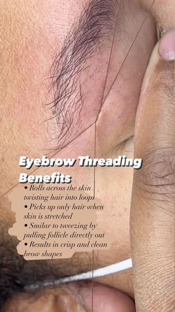 Wisconsin & Illinois Eyebrows Artist on Instagram: "Eyebrow Threading Benefits: • Rolls across the skin twisting hair into loops • Picks up only hair when skin is stretched • Smilar to tweezing by pulling follicle directly out • Results in crisp and clean brow shapes Schedule your eyebrow threading appointment by going online to www.ceatelier.com 📍 Cosmetics & Eyebrows Atelier 5400 Grand Ave Suite 13 Gurnee, Illinois 60031" How To Thread Your Own Eyebrows, Eyebrow Threading, Tweezing Eyebrows Tips, How To Do Threading, Eyebrow Plucking Guide, How To Tread Eyebrows, Brow Lamination Benefits, How To Do Eyebrow Threading At Home, Eyebrow Shaping Threading