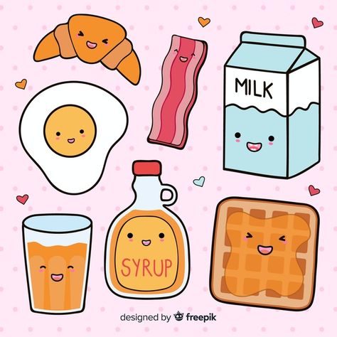 Doodles Kawaii, Zestaw Ikon, Homemade Stickers, Arte Do Kawaii, Images Kawaii, Cute Food Drawings, Cute Food Art, Cute Kawaii Drawings, Cute Doodle Art