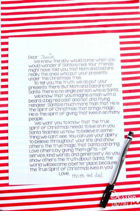 Santa is Real Letter - This is a wonderful letter for parents to give to their children (when they start wondering about Santa) that explains Santa actually is real! This letter tells how each and every one of us carries the spirit of Santa with us as we give to those we love and spread Christmas cheer. free printable Design Dazzle #santaisreal #santaletter Letter For Parents, Santa Real, Santa Letters, Grandparents Christmas, Quotes Christmas, Christmas Preparation, Christmas Letter, Letter To Parents, Christmas On A Budget