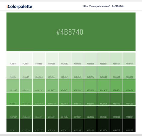 Color space information #4b8740 | Pantone 17-0145 Tpx Online Lime. Similar Pantone Color name Information, Color Schemes, Light / Darkshades, Tones, Similar Colors , Preview the color and download Photoshop swatch and solid color background image Pantone Color Book, Hair Color Ideas Red, Pantone Color Chart, Flat Color Palette, Hexadecimal Color, Beige Color Palette, Code Color, Hex Color Palette, Red Colour Palette