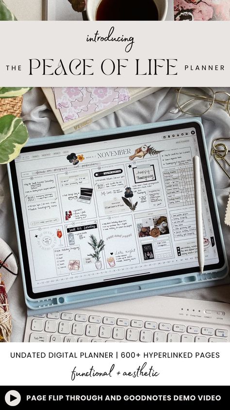 The Peace of Life Digital Planner | Flip Through + Demo - Laura Jade Prado weeklyplannerfreeprintable #weeklyfinancialplanner #passionplanner. Digital Planner Layouts, Planner Diary Ideas, Free Goodnotes Planner, Ipad Motivation, Digital Planner Aesthetic, Ipad Planning, Digital Planner Ideas, Aesthetic Note, Free Digital Planner