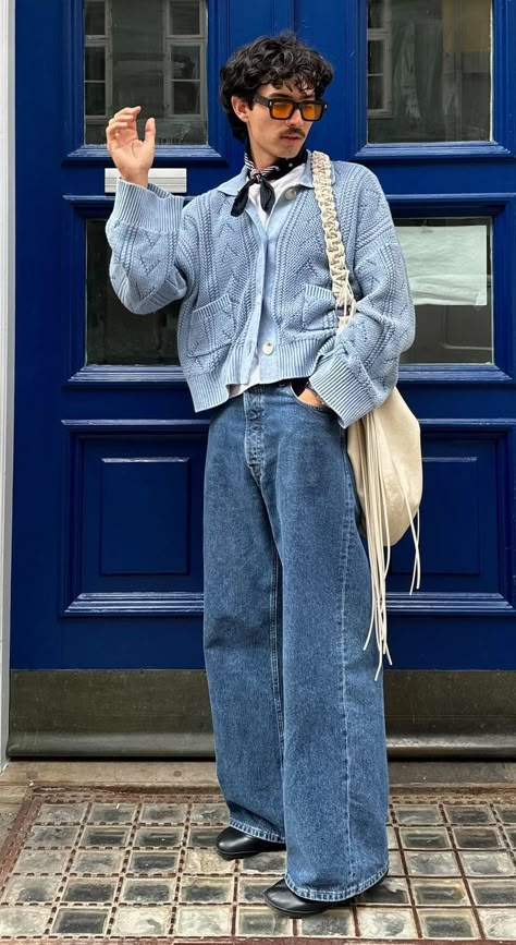 Men Funky Fashion, Loose Fitting Outfits Men, Layered Outfits Fall Men, Gen Z Fashion Trends Men, Fruity Outfits Men, Fall Outfit Men 2024, Men’s 70s Style, Fun Outfits Men, Softboy Outfits Men