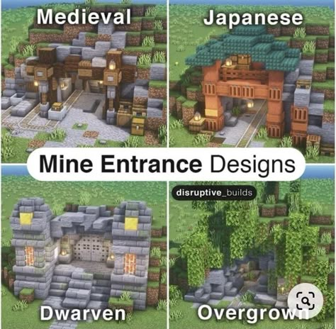 Mine Entrance, Minecraft Decoration, Rumah Minecraft Sederhana, Minecraft Structures, Minecraft House Plans, Bangunan Minecraft, Minecraft Farm, Minecraft Cottage, Minecraft House Tutorials