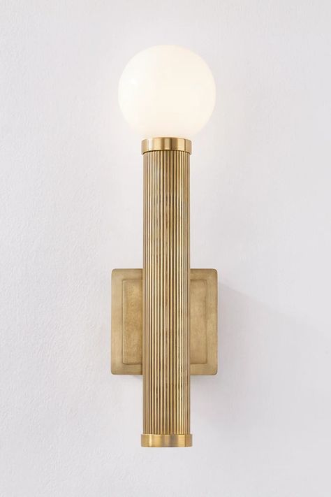 PIENZA by Corbett Lighting Athena Calderone, Brass Tube, Jenna Lyons, Picture Lights, Corbett Lighting, Industrial Aesthetic, Troy Lighting, Bathroom Sconces, Brass Wall Light