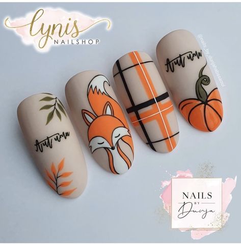 Creative Fall Nail Designs, Fox Nails, Thanksgiving Nail, Nail Drawing, Fall Nail Art Designs, Fall Acrylic Nails, Pretty Nail Art Designs, Nail Art Designs Videos, Thanksgiving Nails