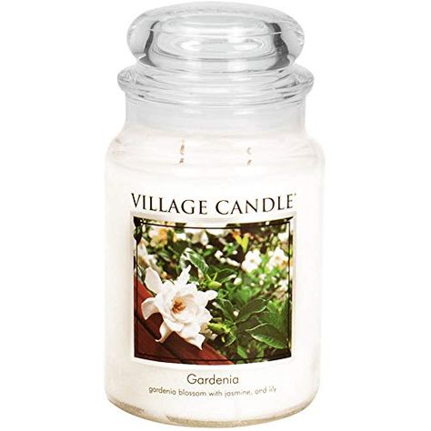 Village Candle Gardenia Large Glass Apothecary Jar Scented Candle, 21.25 oz, White, 21 Ounce Village Candle Village Candle, Stonewall Kitchen, Apothecary Candles, Glass Apothecary Jars, White Gardenia, Secret Gardens, Flickering Candles, Candle Sizes, Scented Oils