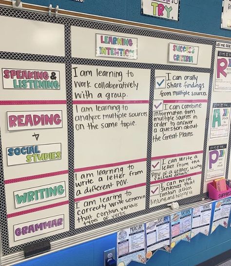 Visible Learning Bulletin Boards, White Board Set Up, Classroom Objectives Display Whiteboard, Start Of School Year Bulletin Board, Must Do May Do, Success Criteria Display, Classroom Whiteboard Organization, Objectives Display, Ag Classroom