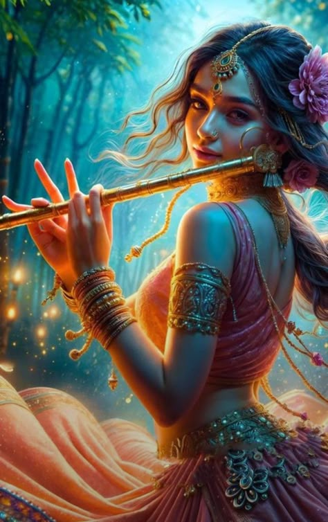 Radha Rani Image Hd, Krishna Images Hd Wallpaper, Radha Krishna Images Hd, Unique Radha Krishna Images, Sanatan Dharam, Playing Flute, Beautiful Photoshoot Ideas, Indian People, Peace Illustration