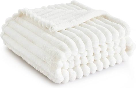 Bedsure Super Soft Throw Blanket, Room Decor Fleece Blankets, Fuzzy Fluffy Plush Flannel Home Decor Blanket for Couch, Bed, Sofa, Decorative Throw Blankets Gifts, 50x60 Inches, Stripe Textured : Amazon.ca: Home Small Blanket, White Throw Blanket, White Throw, White Throws, Blanket For Couch, Small Blankets, White Fleece, Cooling Blanket, White Blanket