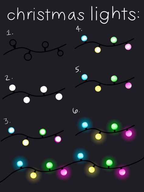 Procreate Winter Drawing, Procreate Christmas Drawing, Procreate Drawing Ideas Beginner Step By Step, Digital Painting Tutorials Step By Step, Digital Drawing Ideas Beginner, How To Draw Christmas Lights, Christmas Procreate Ideas, Slime Packaging, Digital Art Beginner Procreate