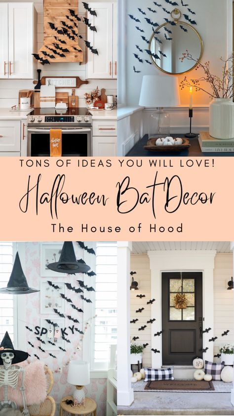 How To Decorate With Bats For Halloween, Bat Stickers Wall Decals, How To Arrange Bats On Wall, Bat Display Halloween, Bats On Fireplace Halloween, Wall Bats Halloween, Bats Around Tv, Bats Decoration Halloween, Halloween Bats Decor