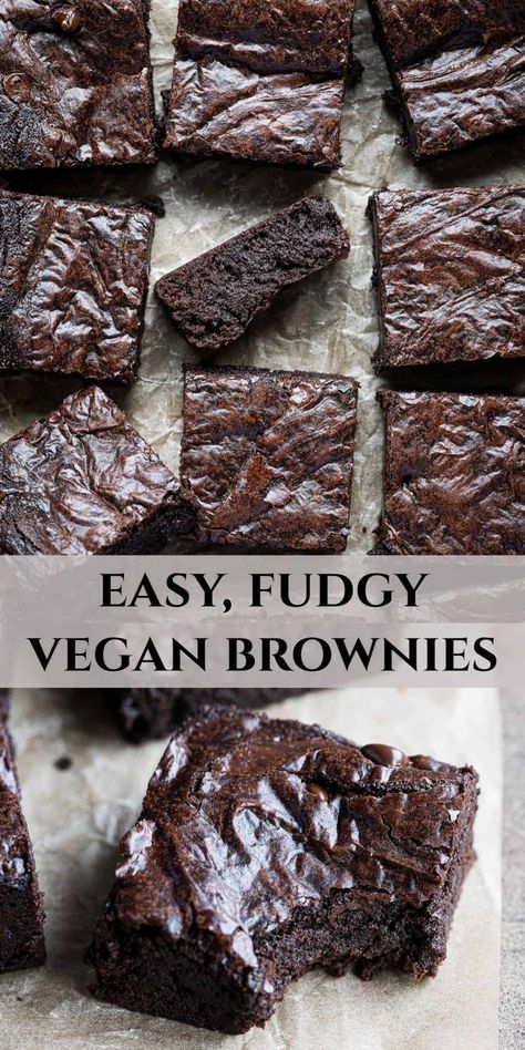 Easy Vegan Brownies, Dessert Sans Lactose, Vegan Brownie Recipe, Vegan Brownies Easy, Fudgy Vegan Brownies, Vegan Brownies Recipe, Vegan Brownies, Vegan Brownie, Brownie Recipe