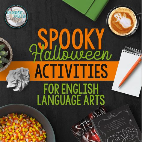 Halloween English Activities, Middle School Halloween Activities, Halloween Speech Activities, Halloween Language Arts Activities, English Coffee Shop, Halloween Creative Writing, Halloween Language Arts, Halloween Lesson Plans, Halloween Classroom Activities