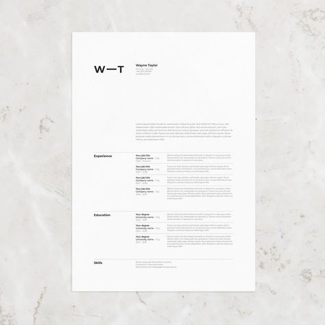 CV / Resume template with cover letter for Word Indesign & | Etsy Cover Letter Layout, Resume Inspiration, Minimal Resume Design, Modular Grid, Unique Resume Template, Indesign Free, Cv Inspiration, Graphic Design Cv, Resume Ideas