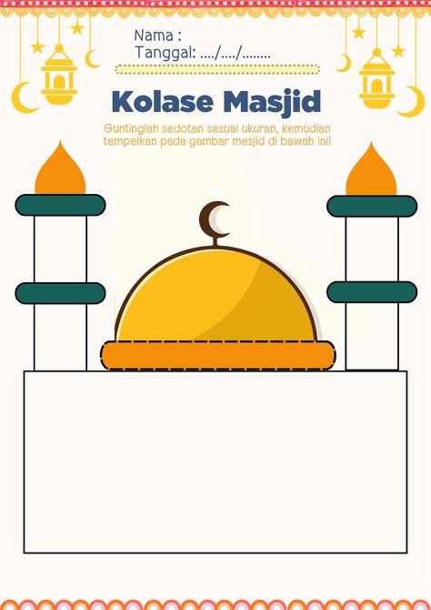 Worksheet - Lembar Kerja Anak Ramadhan Worksheet For Preschool, Ramadhan Kids Activity, Islamic Kids Activities Worksheets, Ramadhan Activities, Soal Tk, Ramadan Printables, Muslim Kids Activities, Islamic Kids Activities, Ramadan Kids