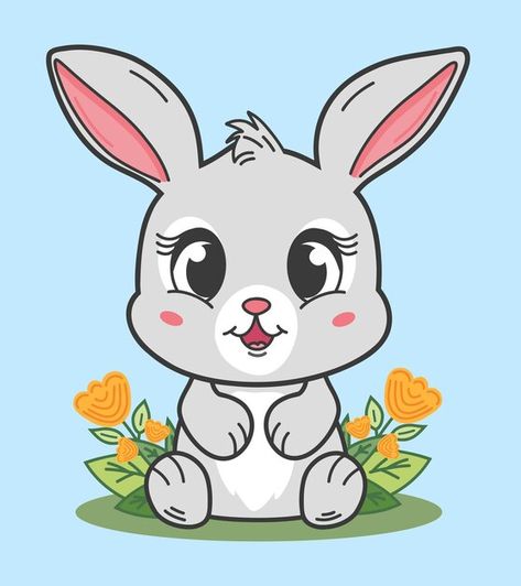 Rabbit Vector, Bunny Logo, Logo Cartoon, Cute Rabbit, Logo Concept, Animal Logo, Cartoon Character, Cartoon Characters, Premium Vector