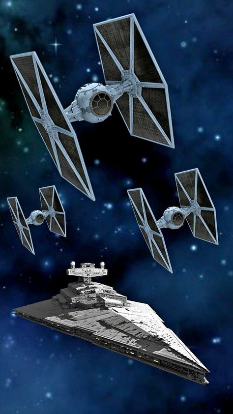 Imperial Star Destroyer sending out 3 Tie fighters. Star Wars Tie Fighter Wallpaper, Star Wars Tie Fighter Art, Tie Fighter Tattoo, Tie Fighter Wallpaper, Star Destroyer Wallpaper, Star Wars Theories, Imperial Star Destroyers, Star Wars Light, Star Wars Spaceships