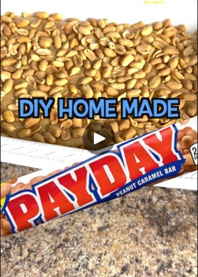 2.1M views · 144 reactions | DIY Payday Candy Bar | #yummyfood #PAYDAY #candybar #recipes | By Shareable Recipes | Okay, today we're going to make
homemade Payday Candy Bars. We're going to start with three
tablespoons unsalted butter, enter our two cups of peanut
butter chips, I'm just going to melt these.
Won't take long. You can see they're already starting to
melt. Once your peanut butter chips and your butter is
melted, pretty good. We're going to add one can of sweet
and condensed milk two cups of mini marshmallows,
and a half a teaspoon of vanilla. Now, we're just going to stir
these in and once it's fully melted, we're going to take
this off the heat, set it aside for one second. Alright, now
we're going to take a cup and a half of peanuts and pour em
into a greased 9 and 1/ 2 by 1 Candybar Recipes, Shareable Recipes, Sweet And Condensed Milk, Homemade Payday, Payday Bars, Payday Candy, Payday Candy Bar, Diy Candy Bar, Candy Bar Recipe