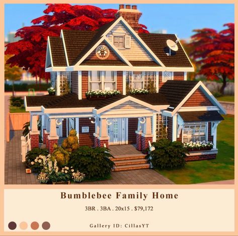 Suburban House Sims 4, Bloxburg Suburban, Sims Gallery, Sims Rooms, Mini Village, Bloxburg Houses, Sims Houses, Sims Builds, Sims 4 Bedroom