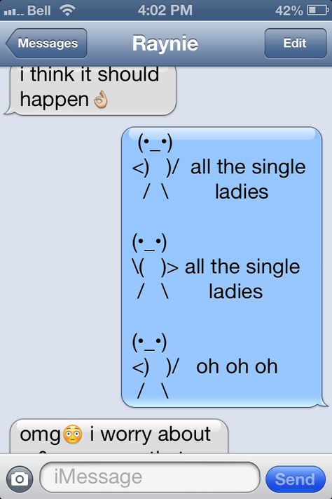 All the Single Ladies by Beyonce ... when you text one of your best friends haha :) All The Single Ladies Text, Awkward Moment Quotes, Funny Christmas Songs, All The Single Ladies, Texts Messages, Funny Couples Memes, Funny Kid Memes, Art Quotes Funny, Funny Disney Memes